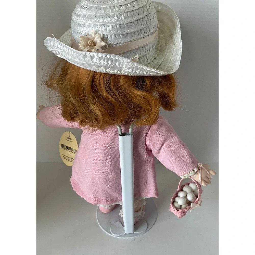 Precious Moments Vintage 1994 Vinnie Vinyl Doll Pink Coat Basket 12 Inch‎ NWT